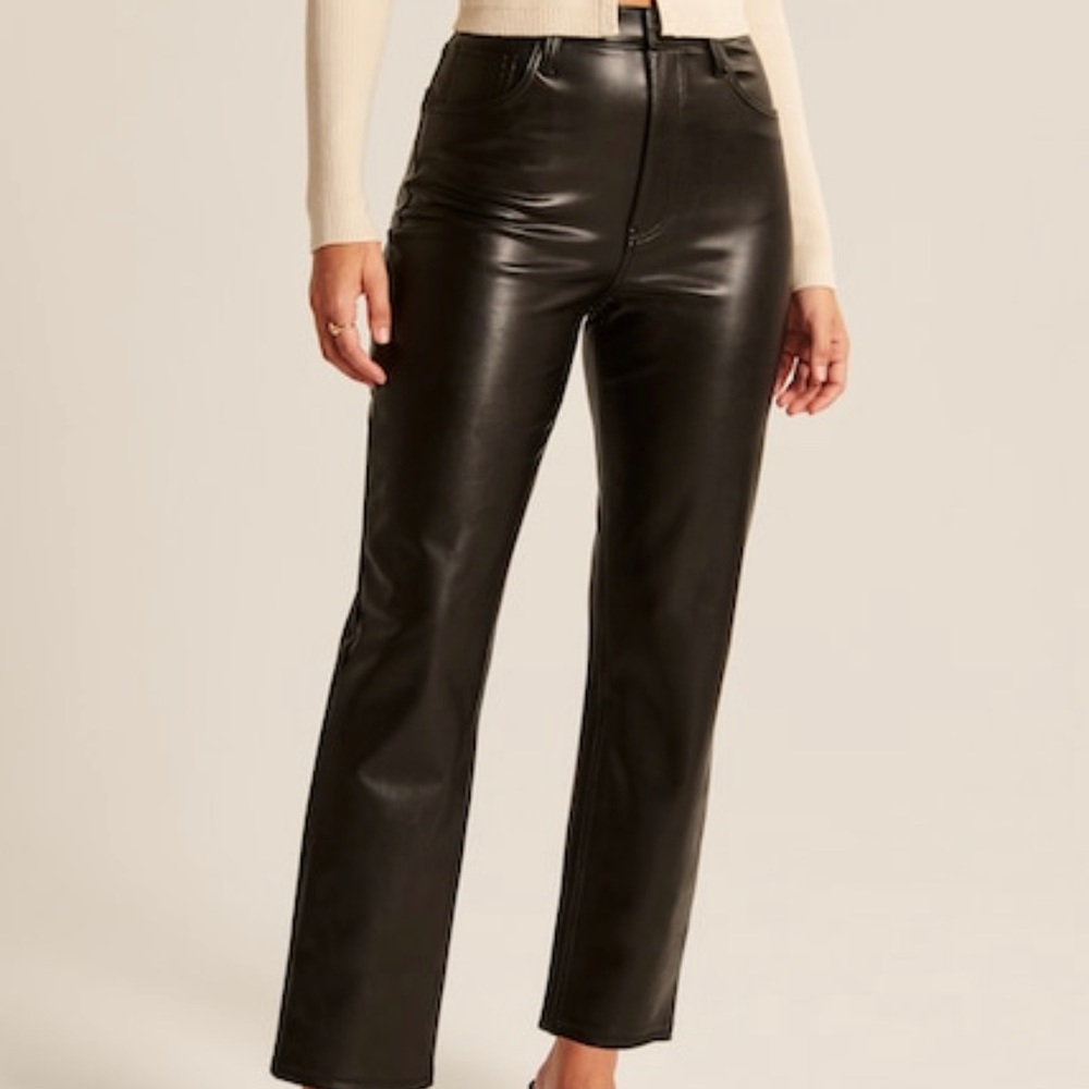 Curve Love Ankle Straight Ultra High Rise Leather Pants